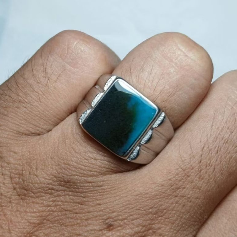 Natural Cincin Akik Bacan Doko Majiko Kotak Kristal Elegan Ring Titanium