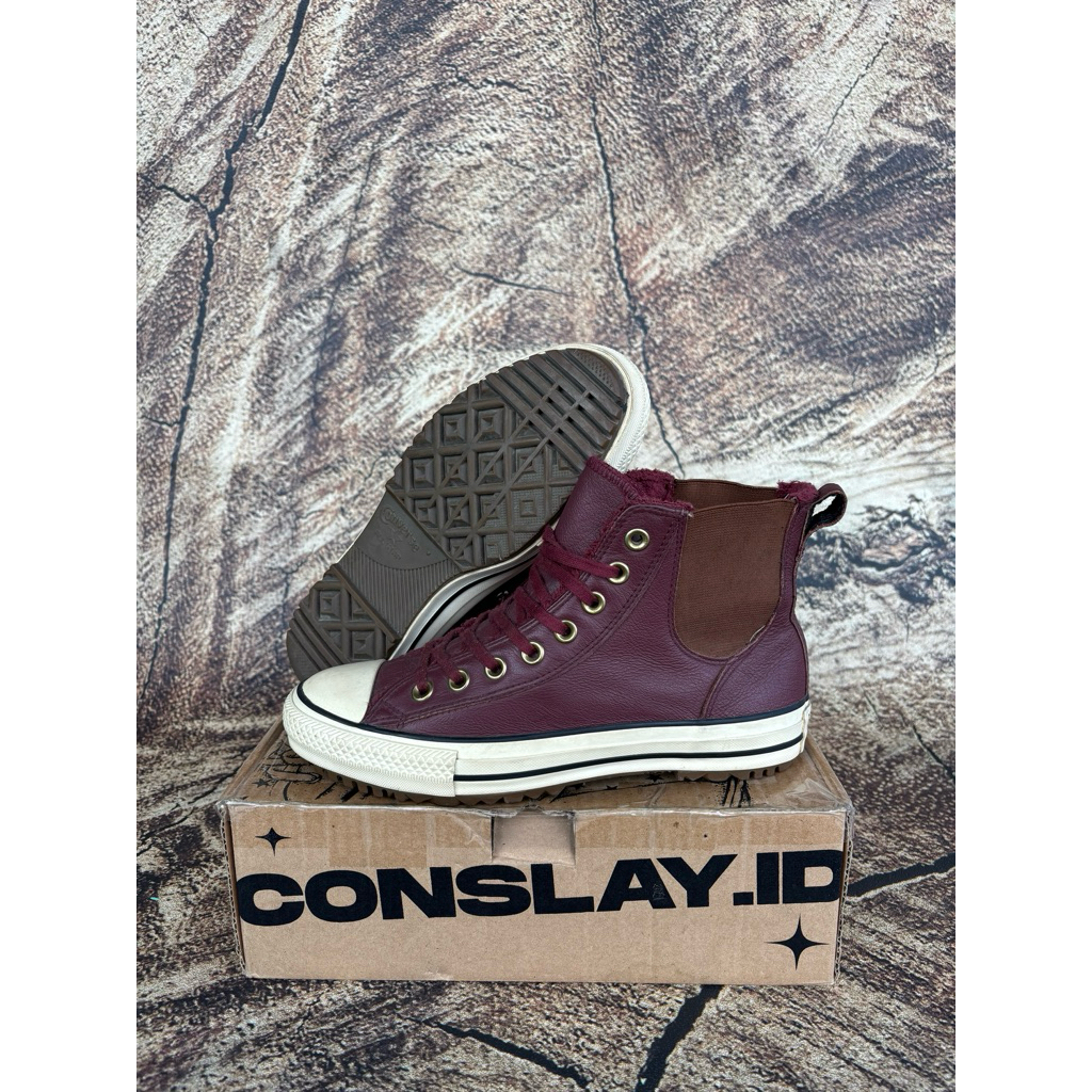 ( Size 39.5 Fit 40 ) Converse CT Hi Chelsea Boots Dark Maroon Leather