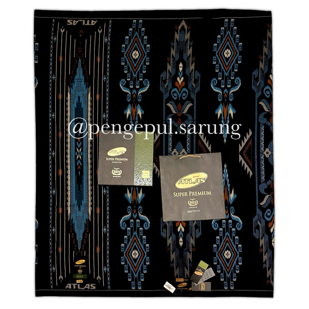 Sarung ATLAS Super Premium Gold Original Warna Hitam Ukuran Dewasa
