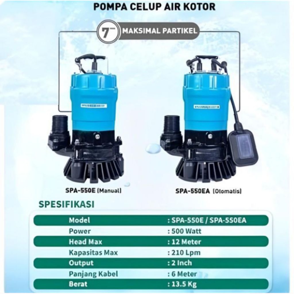 POMPA CELUP WASSER SPA-550E/MANUAL POMPA AIR KOTOR