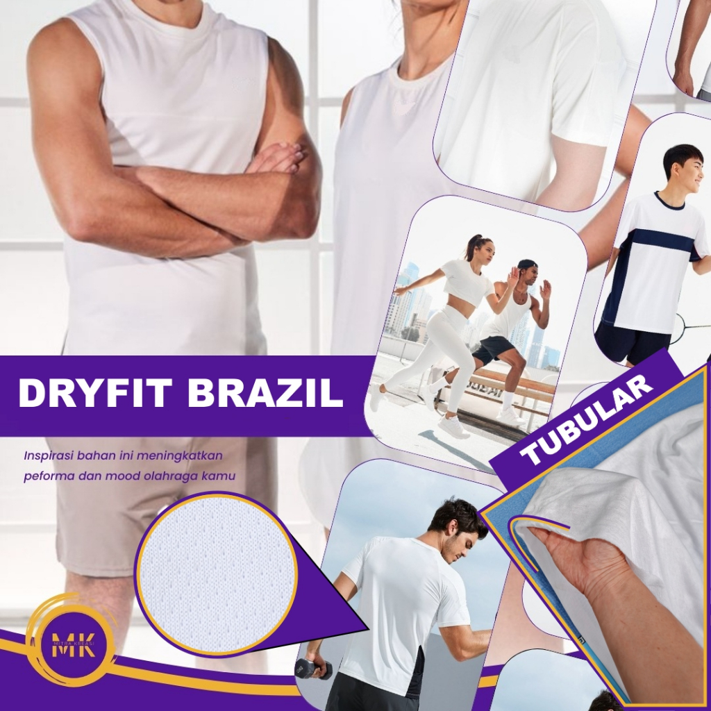 Kain Bahan Kaos DRYFIT BRAZIL TUBULAR PUTIH untuk Jersey Kaos Olah Raga Drifit Bintik Premium Kiloan