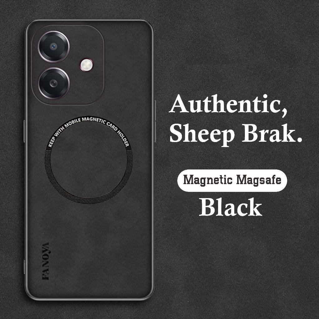 Casing Oppo A3X A3 5G Case Luxury Sheepskin Leather Magsafe