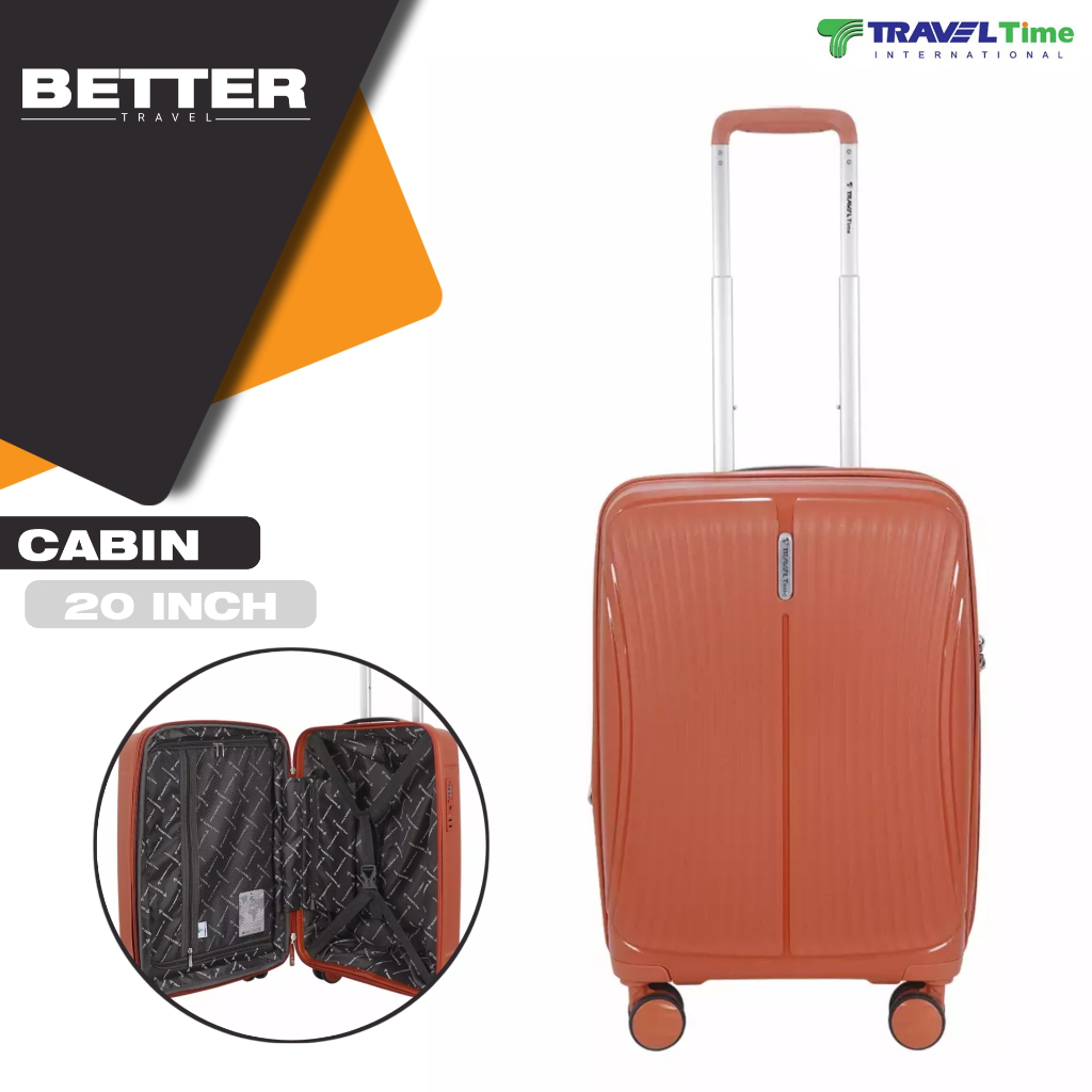 Koper cabin pesawat TRAVEL TIME 20 inch kabin tsa lock hardcase tahan banting polypropylene expand