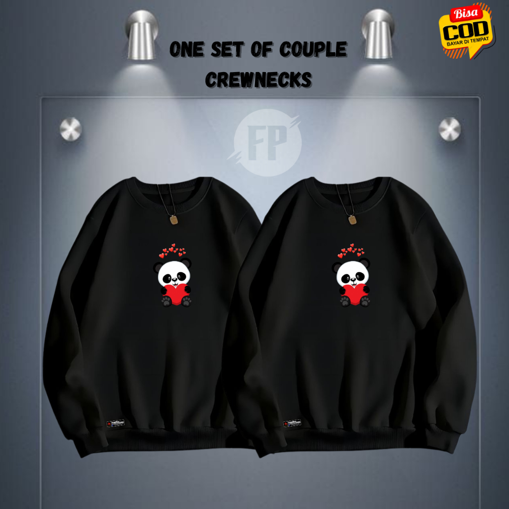 Swetear Crewneck Couple Pria Wanita Fleece Tebal Adem Switer Pasangan Isi 2 Pcs Crewnek Couple Cowok