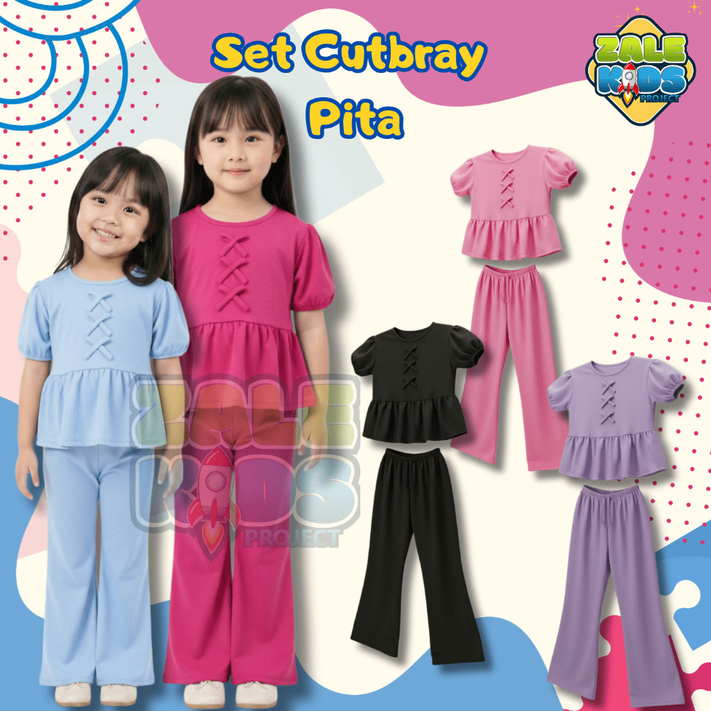 SETELAN CUTBRAY ANAK PEREMPUAN 1-10 TAHUN ONE SET STELAN ANAK PEREMPUAN CUTBRAY PITA