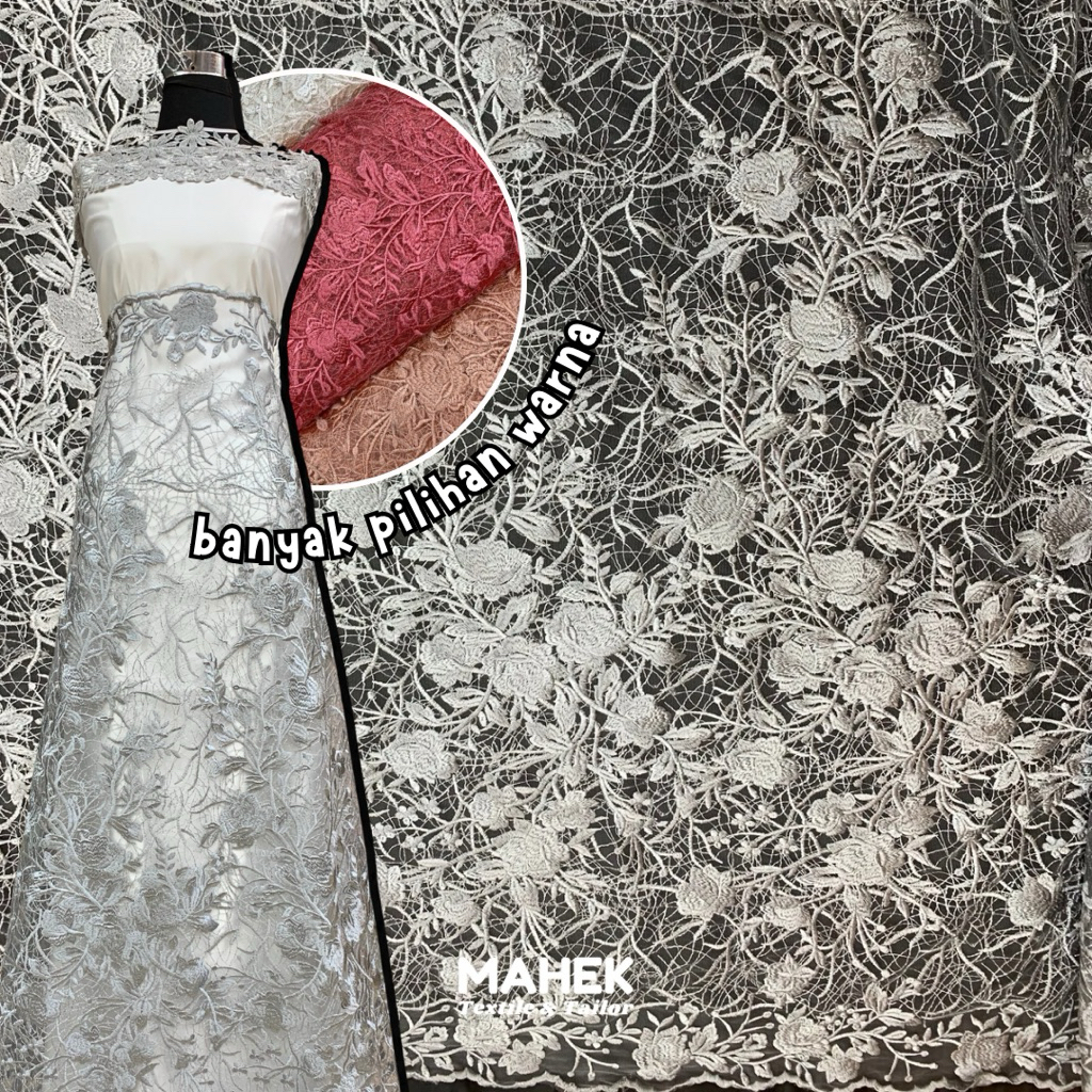 Tile Bordir / Tille Spider / Tule Bunga Spider / Tile Motif Bunga / Tile Bordir Bunga