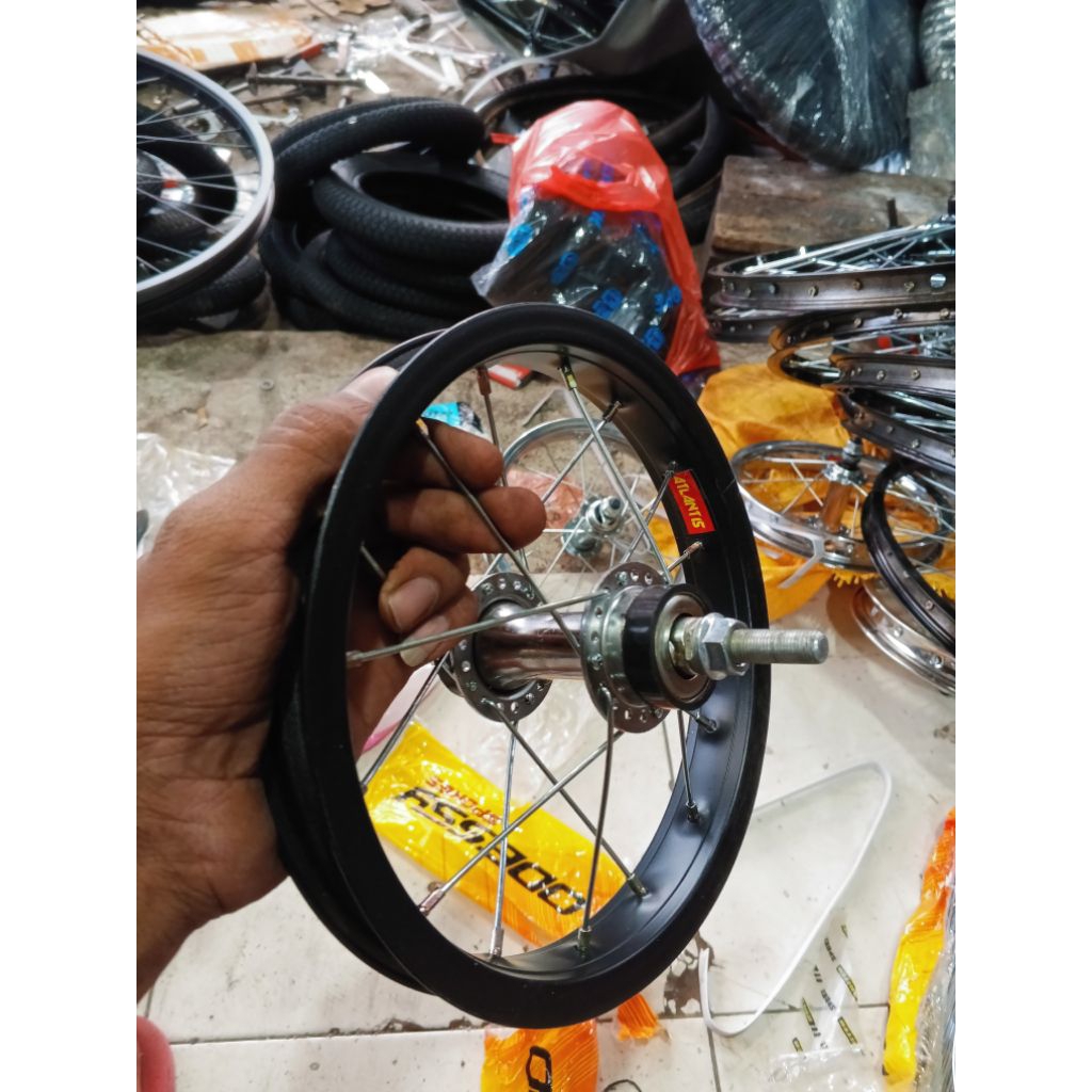 Velg velk sepeda anak ukuran 12 belakang bahan alloy kuat