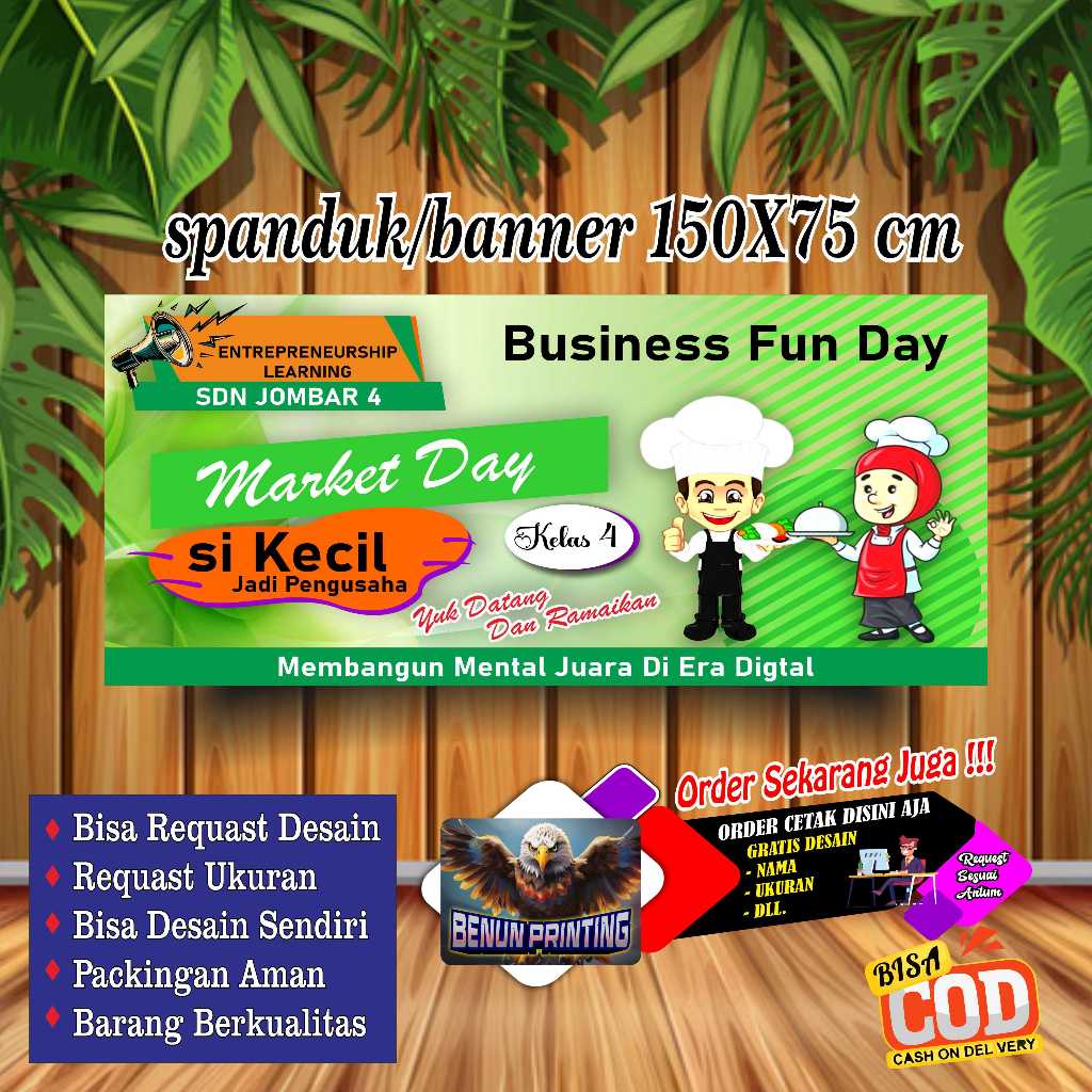 Spanduk Banner Custom Desain Market Day Anak 100X50