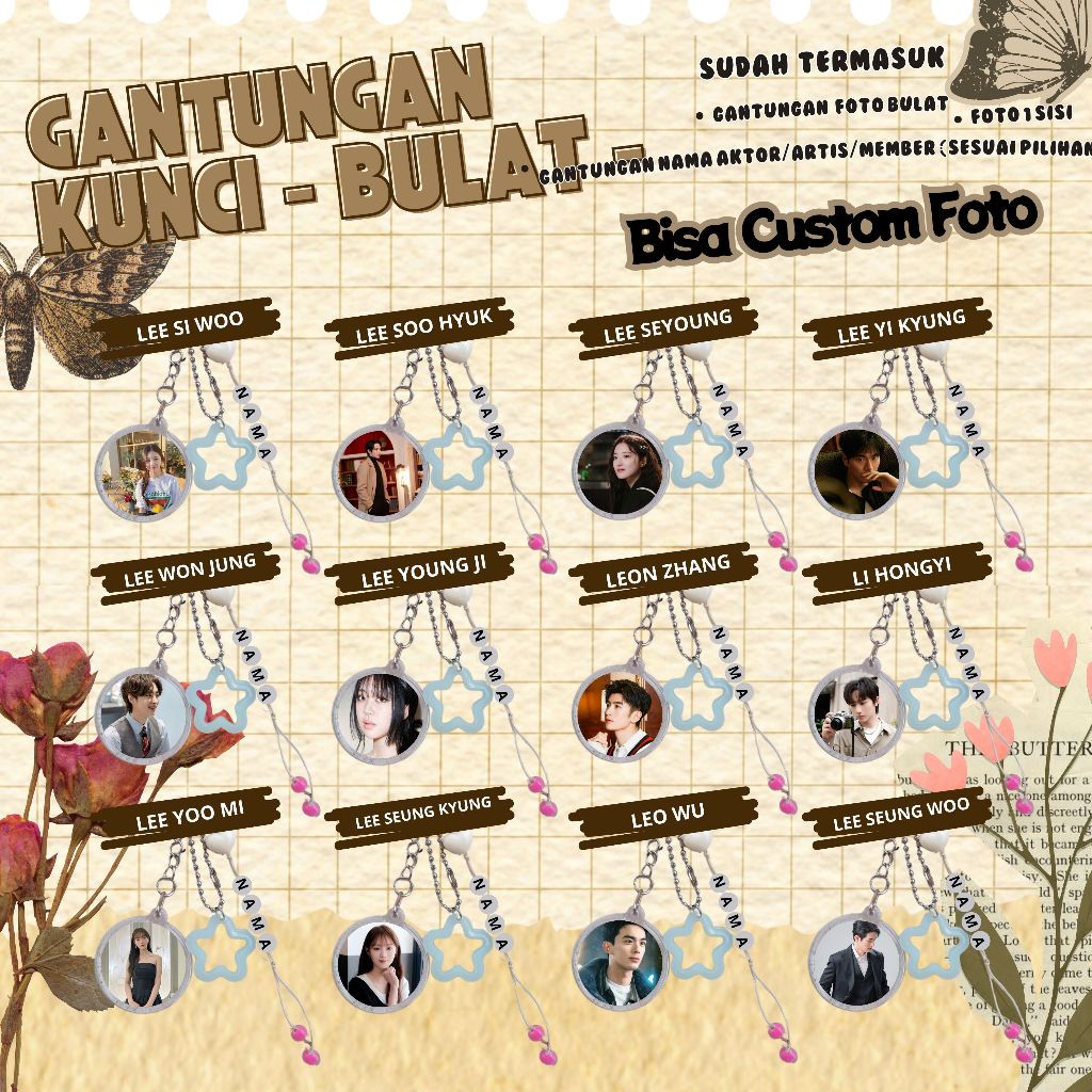 (BISA CUSTOM) GANTUNGAN KUNCI BULAT KPOP I LEE SEUNG WOO I LEE SEYOUNG I LEE SI WOO I LEE SOO HYUK I