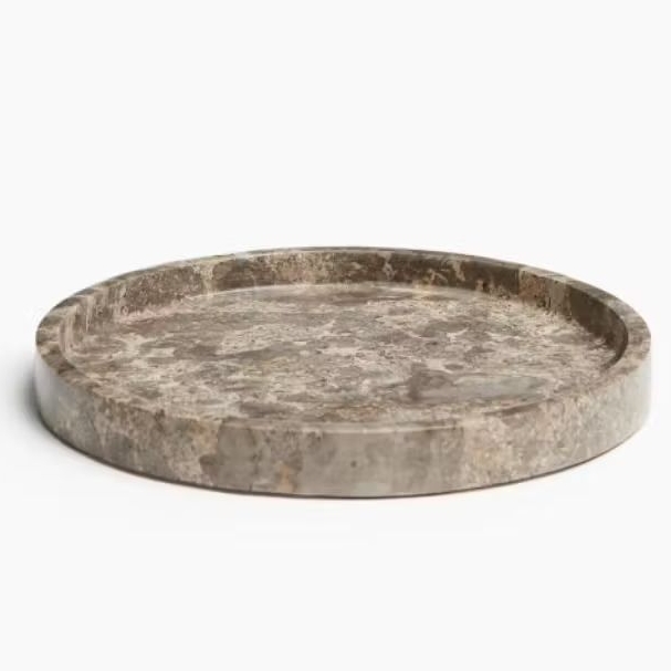 Tray Marmer Abu-Abu | Tray Marmer Grey | Nampan Marmer Bulat | Nampan Tempat Sabun | Tray Meja Rias 