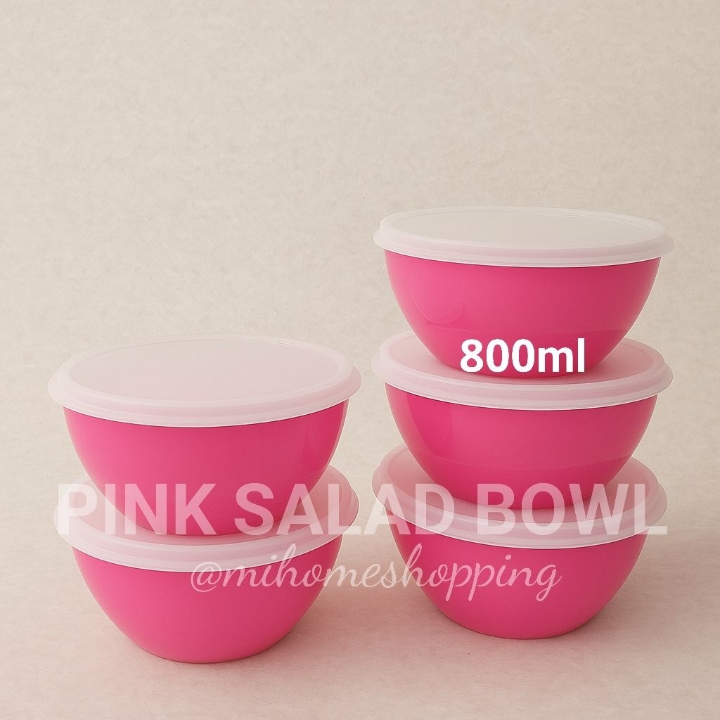 Tupperware wonderlier pink bowl 800ml bekal salad nasi ricebowl