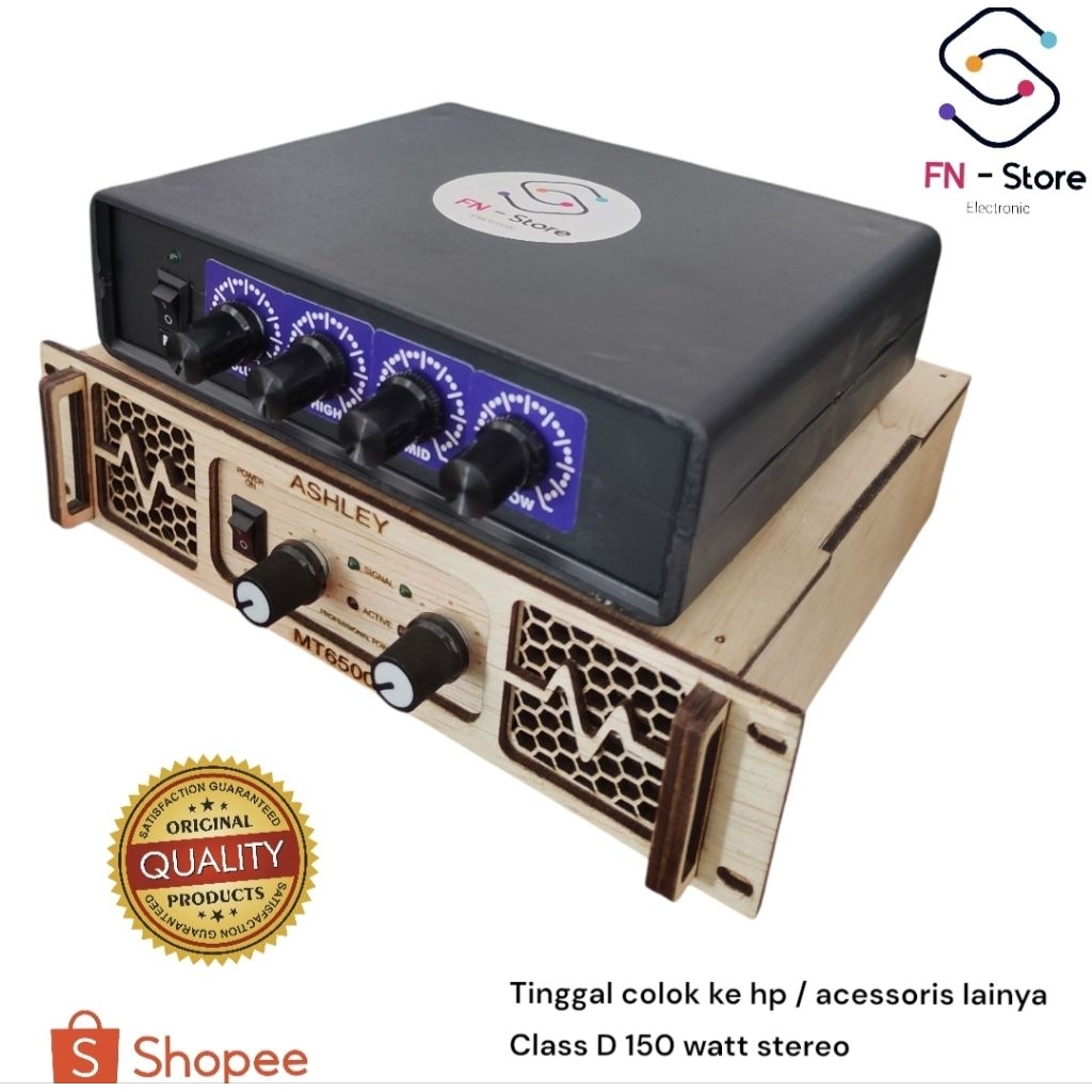 power amplifier mini class D kit TPA3116 D2 original satu paket tone kontrol