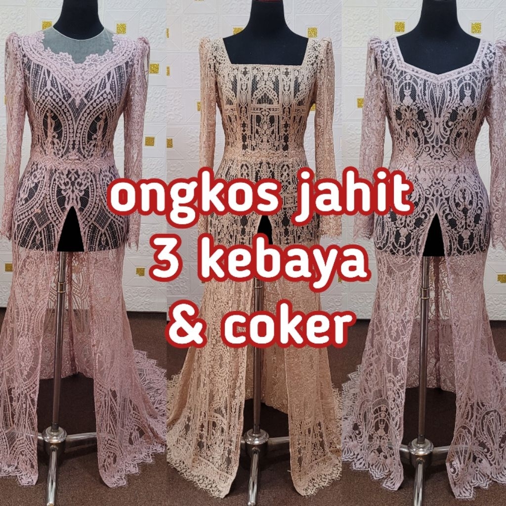 ongkos jahit 3 kebaya + coker