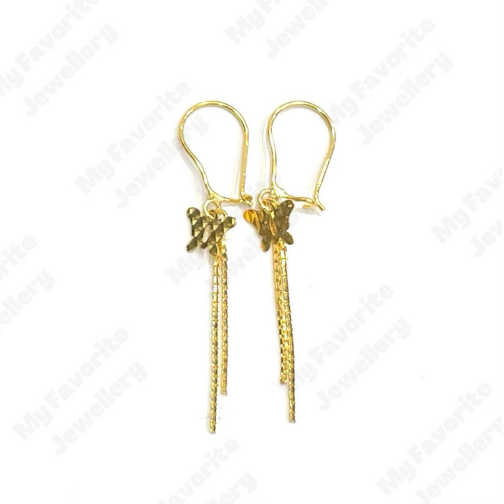 Anting Italy Kupu Emas Asli Kadar 700 16K