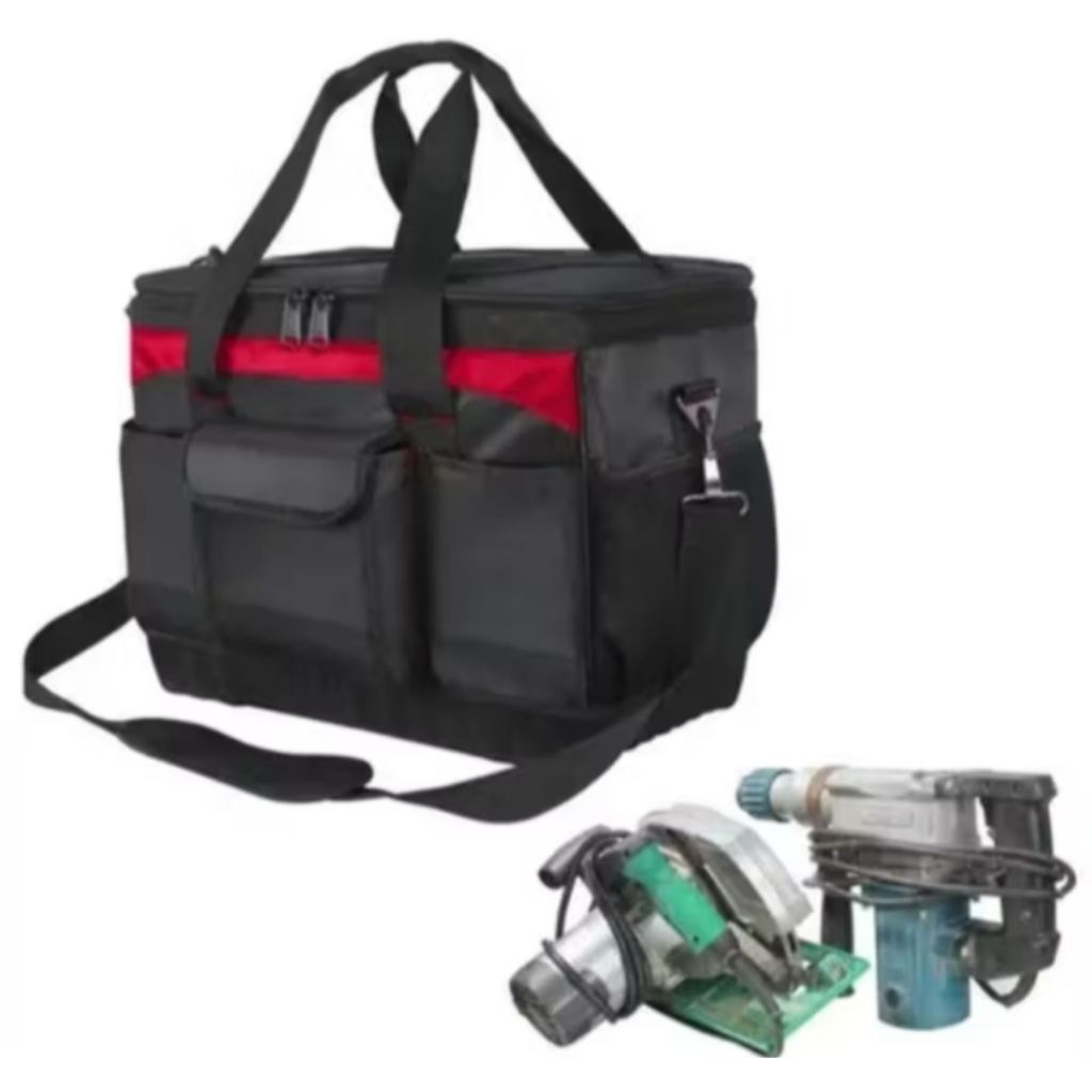 Tool Bag Besar/Tas Tas Alat Multifungsi Besar untuk Teknisi Profesional dengan Banyak Kantong kunci 