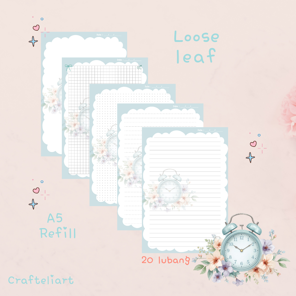 Vintage Clock LooseLeaf Ukuran A5 | Refill Isi Binder Notebook | Isi Binder A5 | Isi Binder Kertas L