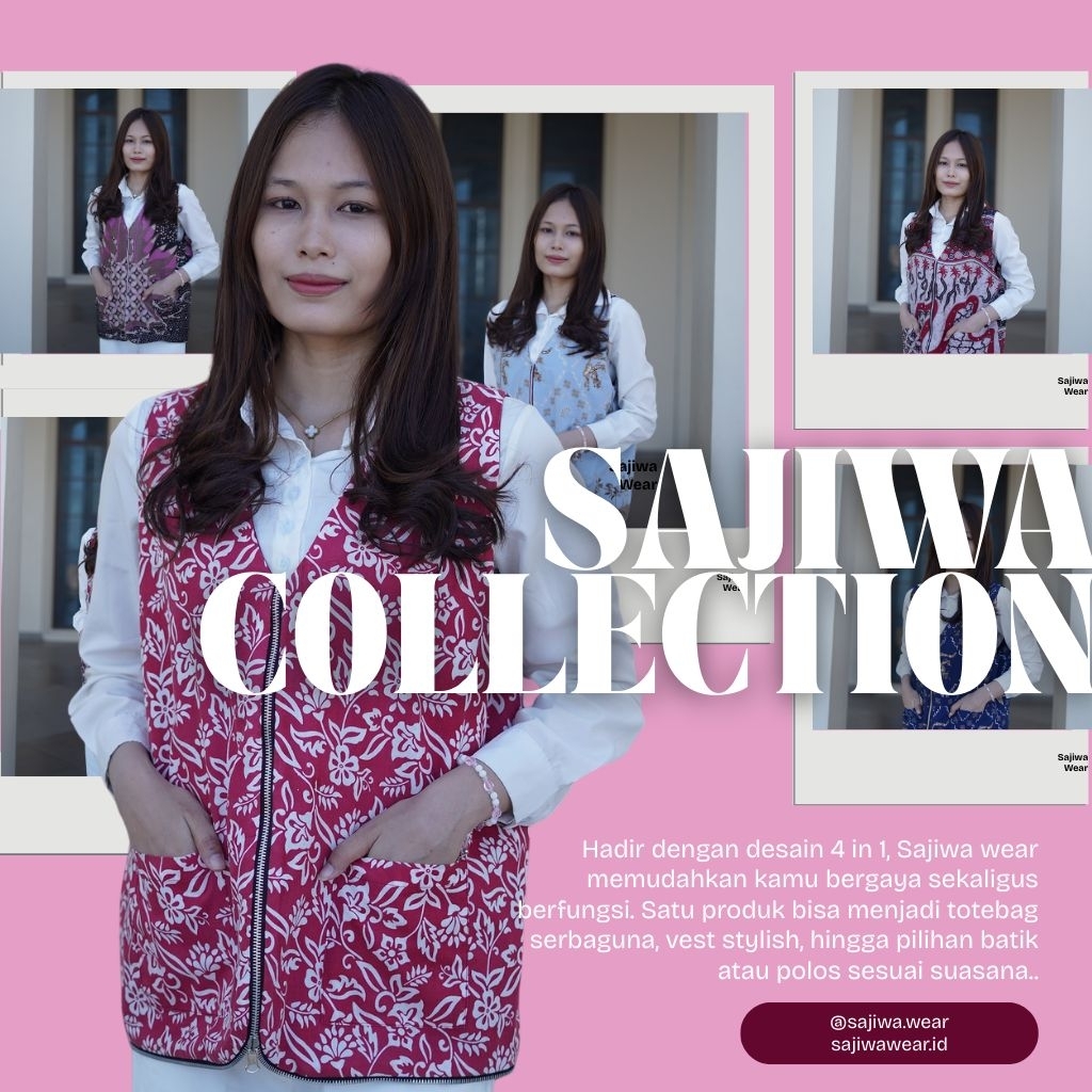 Totebag Vest Batik 4in1|| Batik Melati Merah Putih