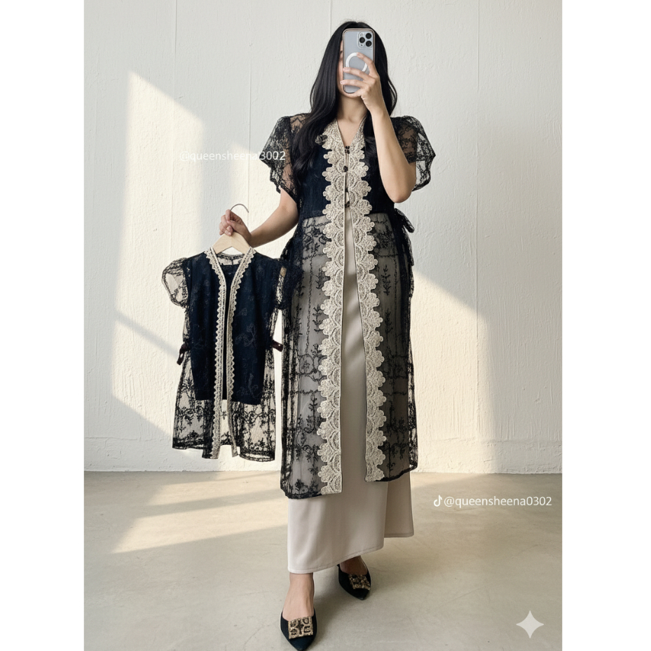 Outer Brukat Anak - Outer Brukat Tile Kondangan Dewasa - Outer Vest panjang | Manset Anak & Dewasa