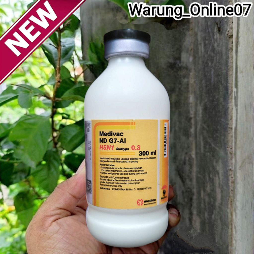 Vaksin Medivac ND G7 AI H5N1 0.3 New Formula Netto 300ml Dosis 600 Ekor Vaksin Ayam Mencegah Tetelo 