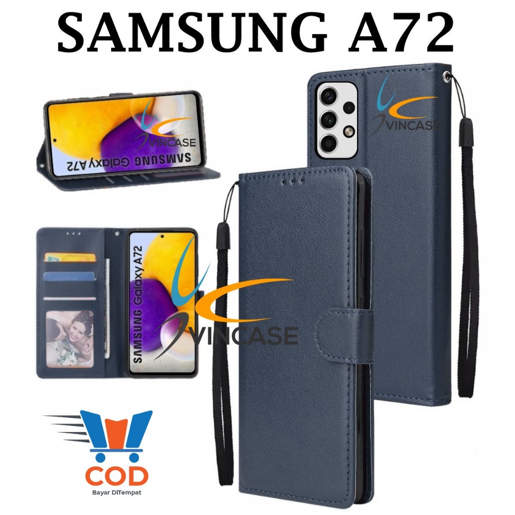 SAMSUNG A72 FLIP LEATHER CASE PREMIUM - FLIP WALLET CASE KULIT UNTUK SAMSUNG A72 - CASING DOMPET | F