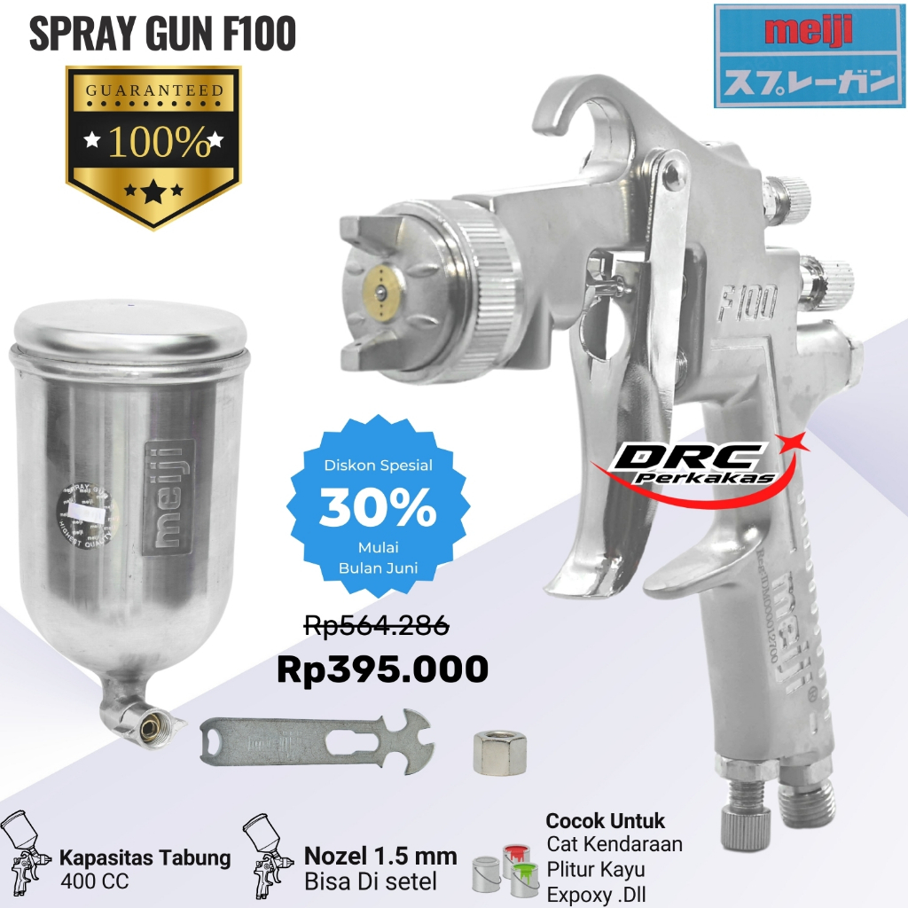 Spray Gun Cat Semprot Meiji F100 Tabung Atas Original Kwalitas Japan