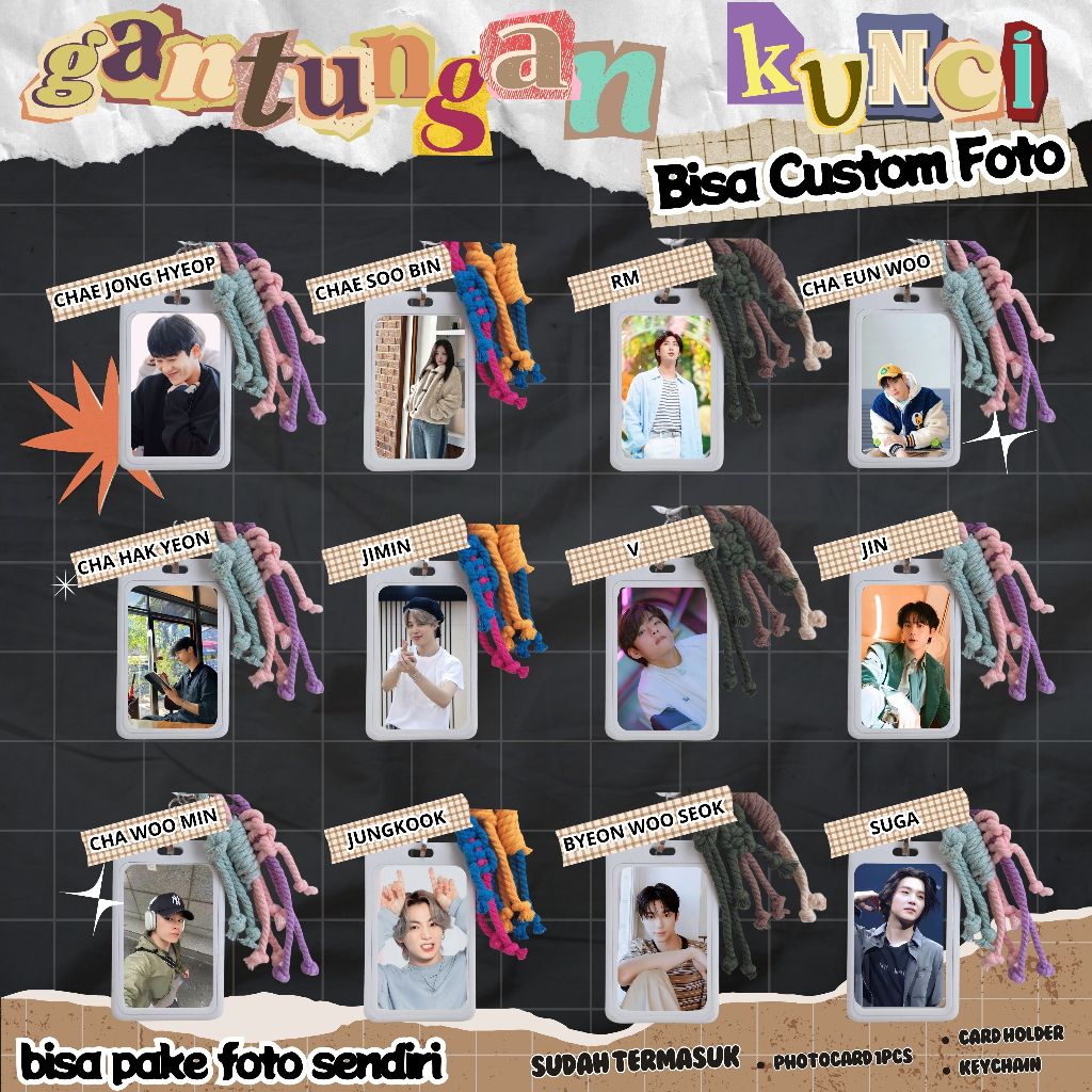(BISA CUSTOM) GANTUNGAN KUNCI KEYCHAIN KPOP I JIMIN I JIN I JK I RM I JIN I SUGA I V I BYEON WOO SEO
