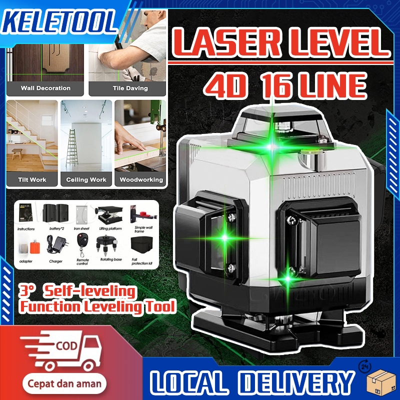 Laser Level 4D 16Lines bangunan waterpass laser pasang keramik laser Tingka waterpas laser Levelleve
