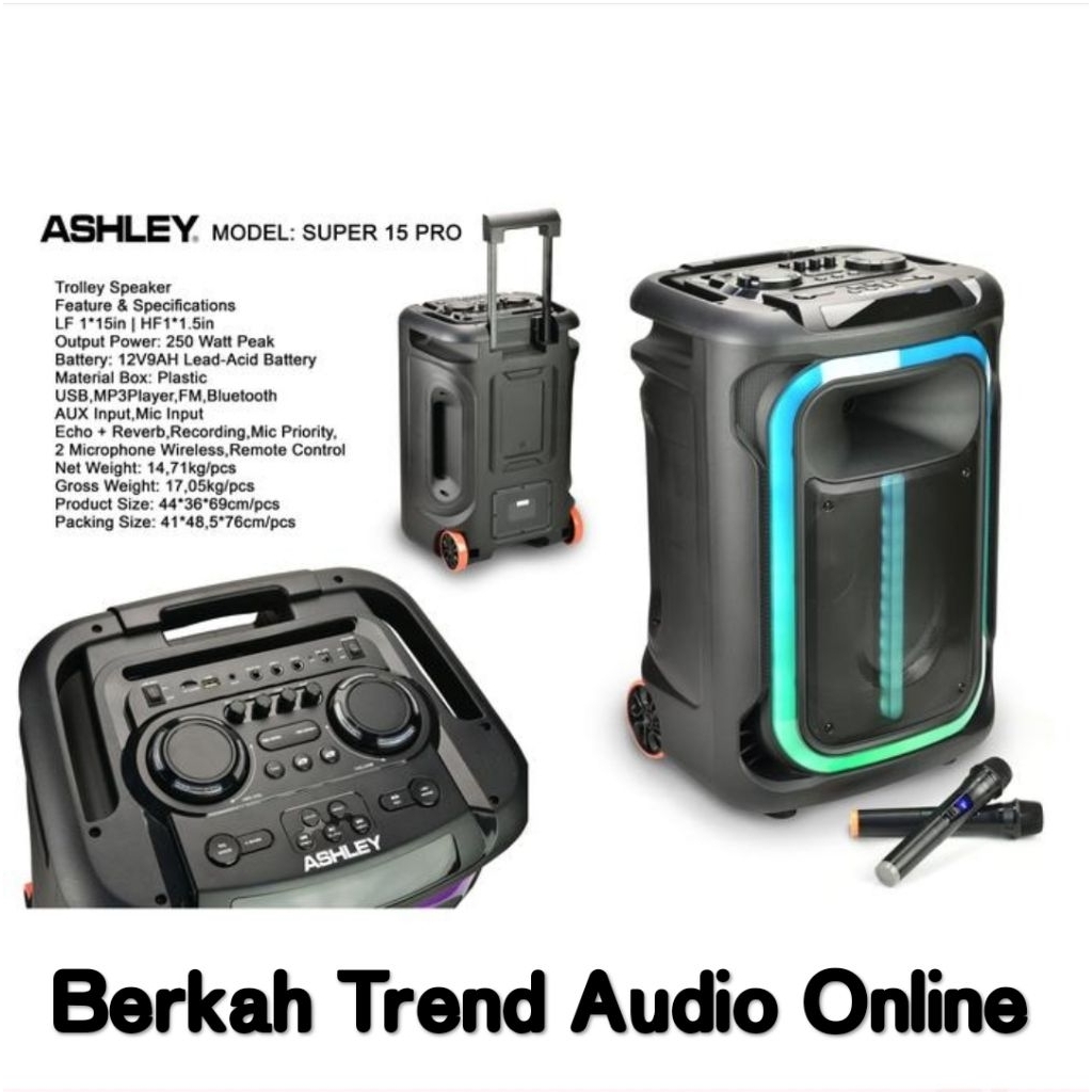 Speaker Portable Aktif 15 inch Ashley Super 15 Pro Bluetooth Original@