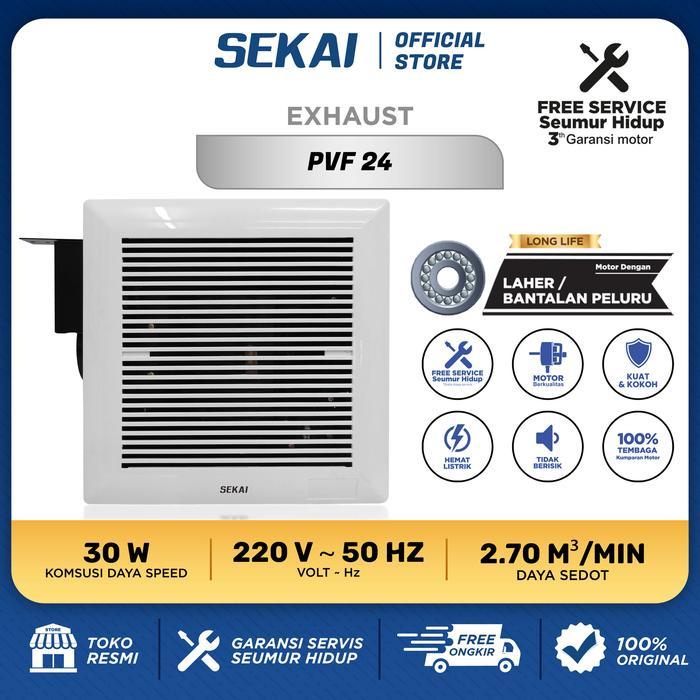 SEKAI Exhaust Fan Kipas Angin Hexos Plafon PVF24 (24cm) PVF17 (17.5cm) Ducting Pipa 4 Inch Bearing