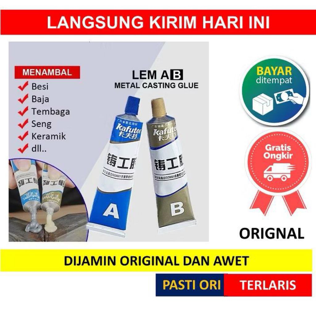 LEM AB EPOXY 20 gram Lem Campur Penambal Besi Steel Radiator Anti Bocor dan Tahan Panas Penambal Ste