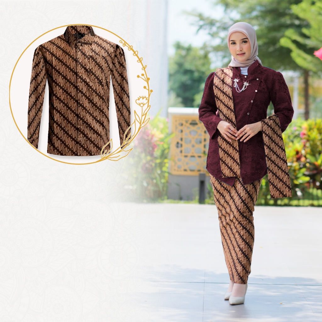 Batik Couple Termurah - Kebaya Couple Janggan Wanita Jawa Tradisional Payet Handmade Busui Friendly 