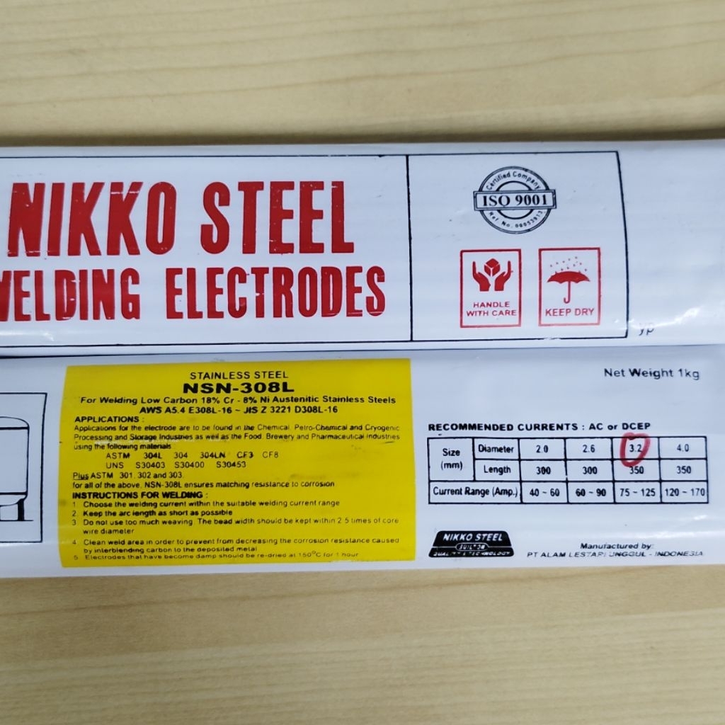 Kawat Las Stainless Steel Welding Electrodes NSN 308 L 3.2 mm