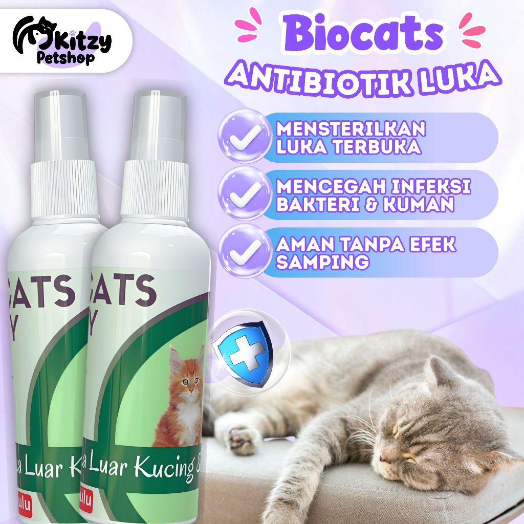Obat Luka Kucing Biocats Cairan Spray Antibiotik Anabul Cegah Infeksi KITZY