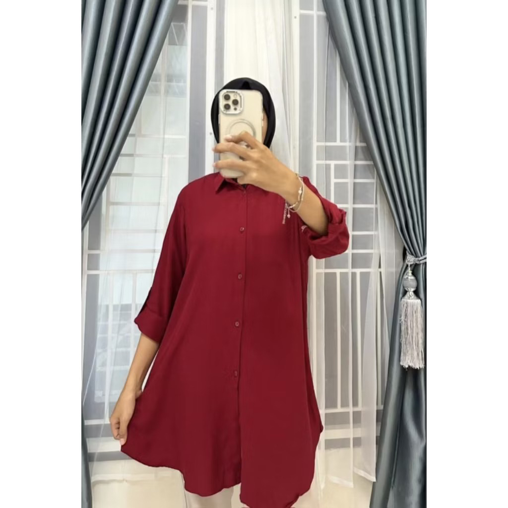 TUNIK JUMBO RAYON TWILL PREMIUM / ATASAN TUNIK WANITA / KEMEJA TUNIK WANITA