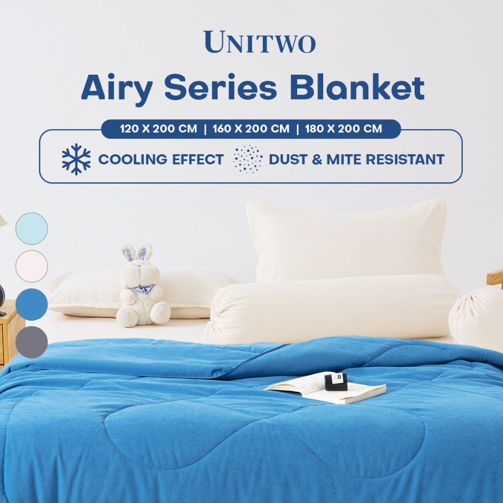 UNITWO [WEIGHTED BLANKET - BED COVER ONLY] Bed Cover Selimut Tidur Lembut - Airy Series Motif Polos 