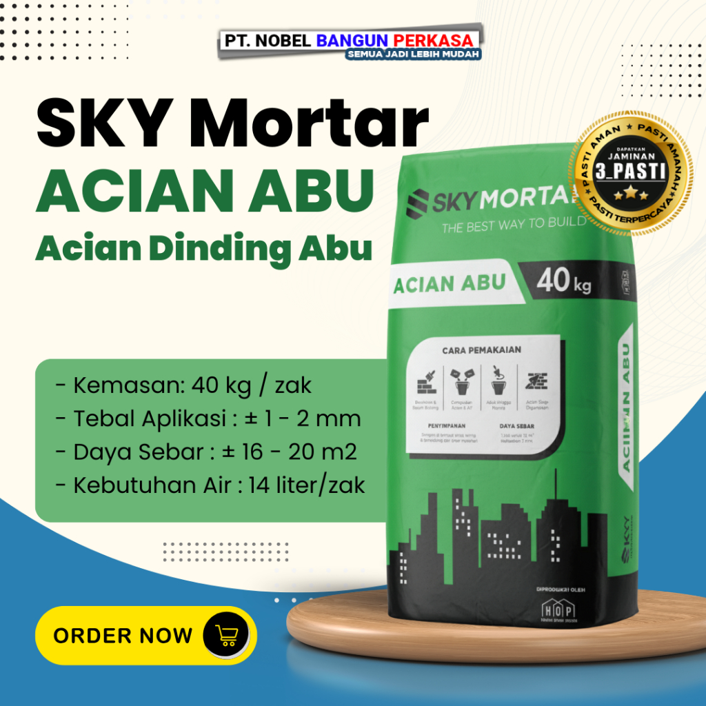 Sky Mortar Acian Abu / Semen Acian Halus Anti Retak 40kg