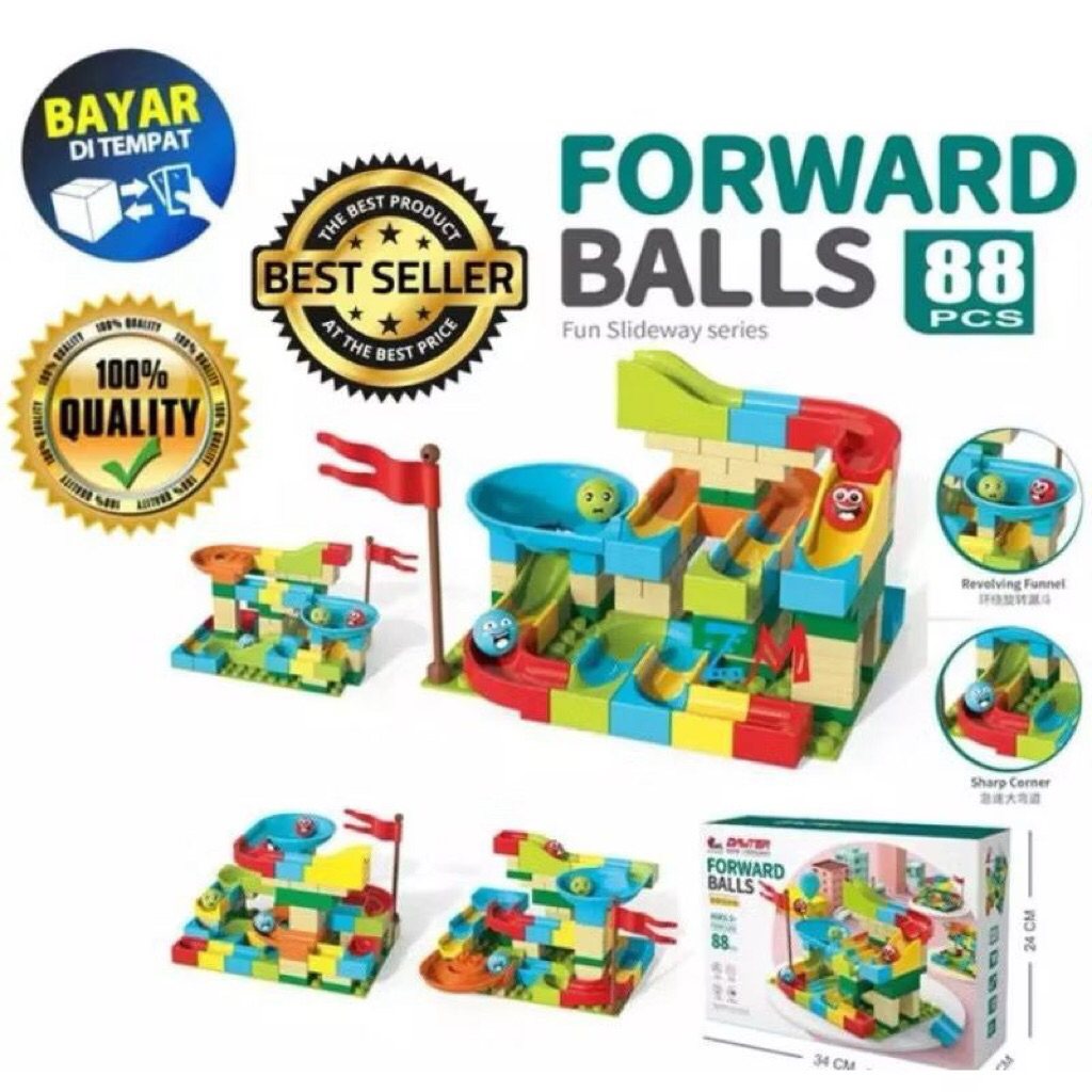 Mainan Edukasi Balok DAWTER Forward Balls Marble Run 88 Pcs