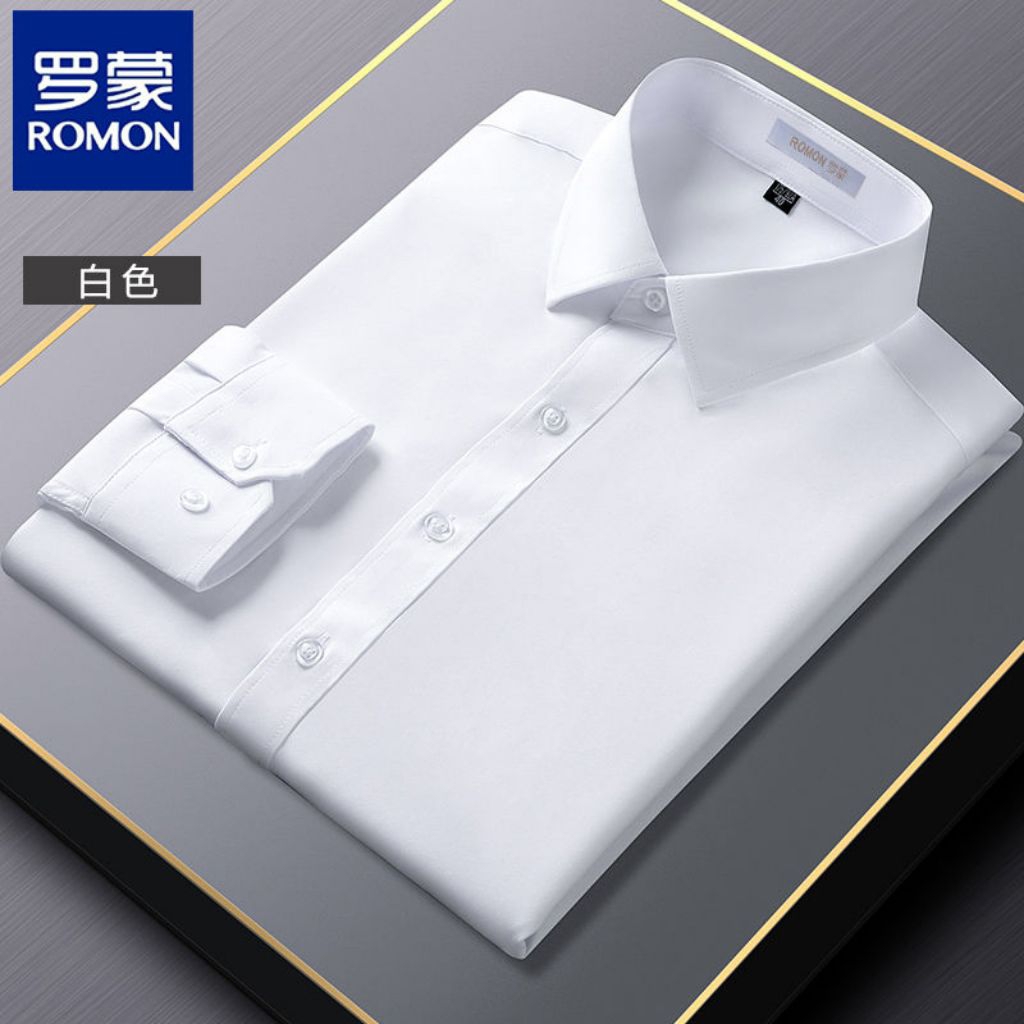 Baju kemeja putih polos lengan panjang cowok import