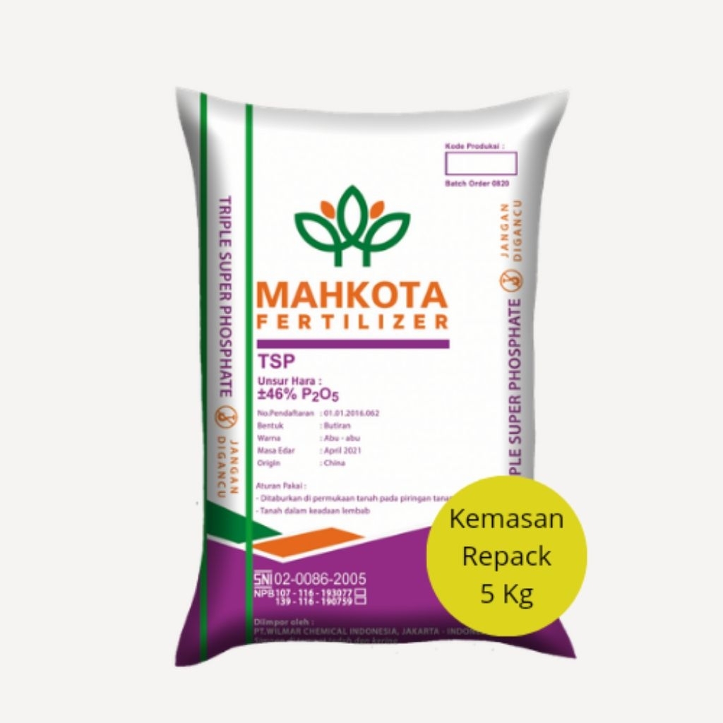 PUPUK TSP 46% MAHKOTA KEMASAN REPACK 5 KG ORIGINAL MAHKOTA WILMAR