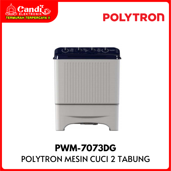 POLYTRON Mesin Cuci 2 Tabung 7 Kg Big Pulsator PWM-7073DG
