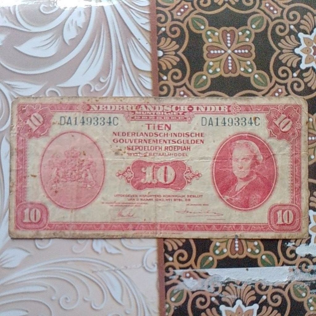 Uang NICA 10 gulden 1943 vf