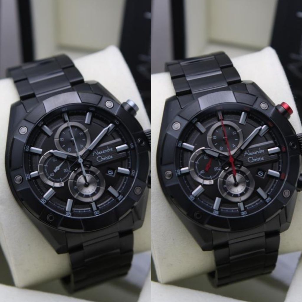 JAM tangan pria Alexandre christie  AC 6604 AC6604 Black red