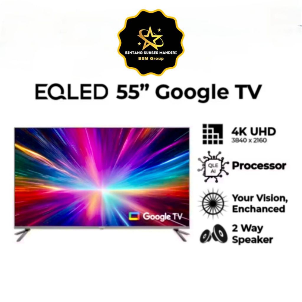 Polytron TV 55 Inch PLD 55QG9059 | Smart Cinemax TV | EQLED Technology | Google TV