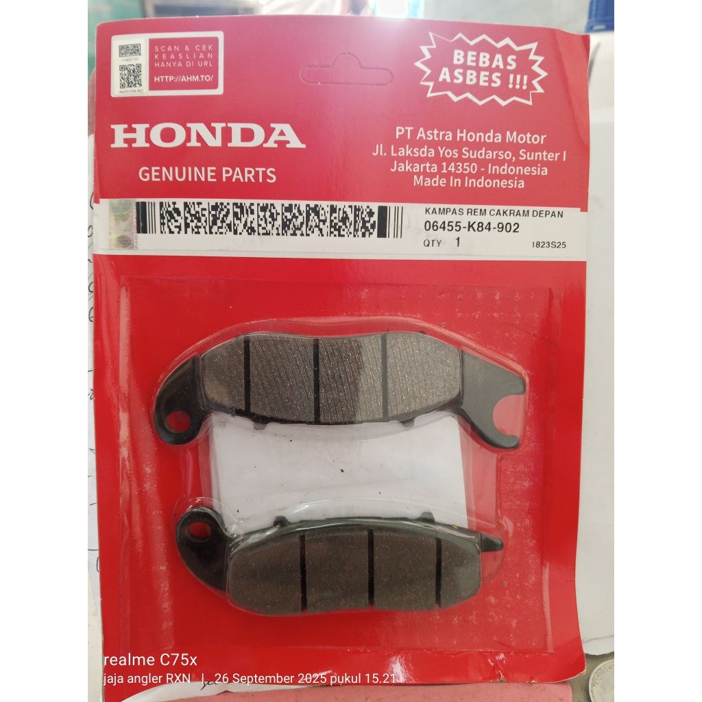 kanvas rem depan original Honda CRF150 PCX150 PCX160 ADV ABS