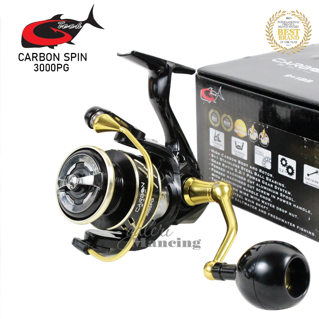 Reel G-Tech Carbon Spin 1000 s/d 4000 | High Carbon Body Power Handle | Spinning Saltwater & Freshwa
