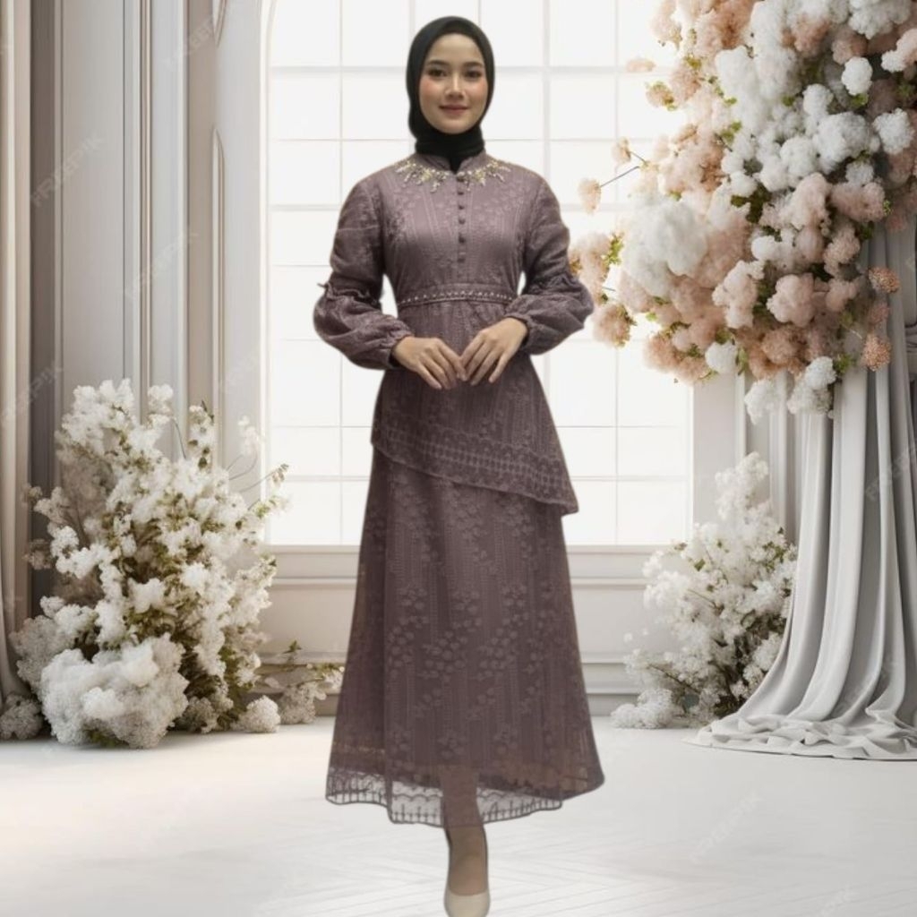 GAMIS DRESS ANDINE BROKAT MALICCA LD110cm