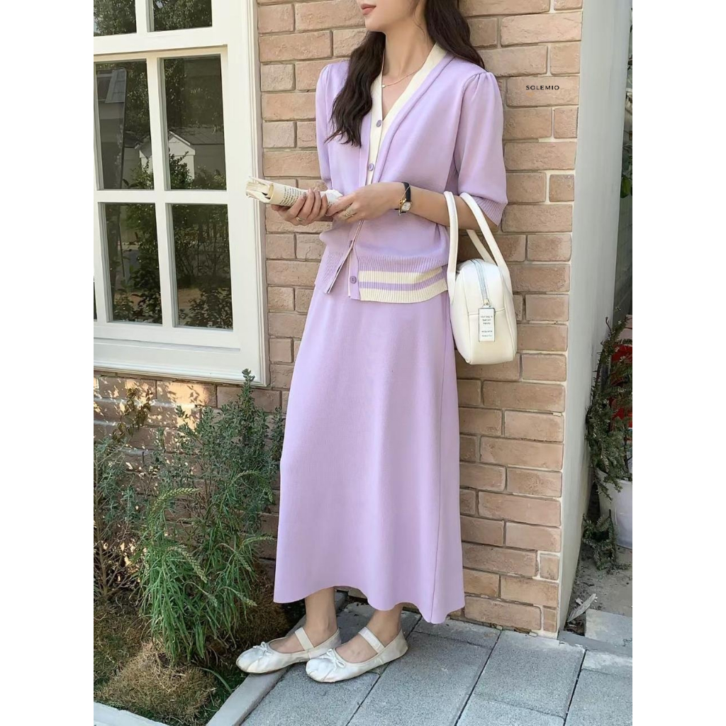 SOLEMIO R6501 ONE SET RAJUT KNIT ATASAN DAN BAWAHAN ROK RAJUT DAILY OUTFIT