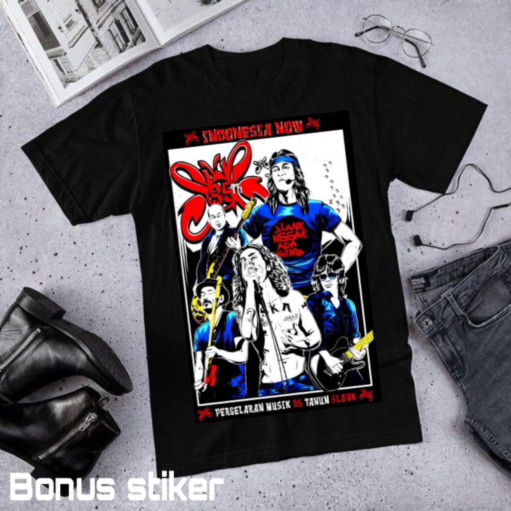 Kaos distro / kaos band / kaos musik T-shirt specialis Slank 35th Anniversary – Indonesia Now cotton
