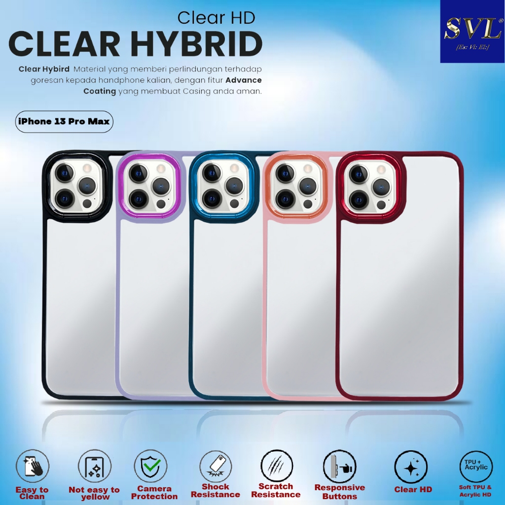 [ CUCI GUDANG ] Case Iphone 13 Pro Max Hybrid Chrome Transparant Clear Casing