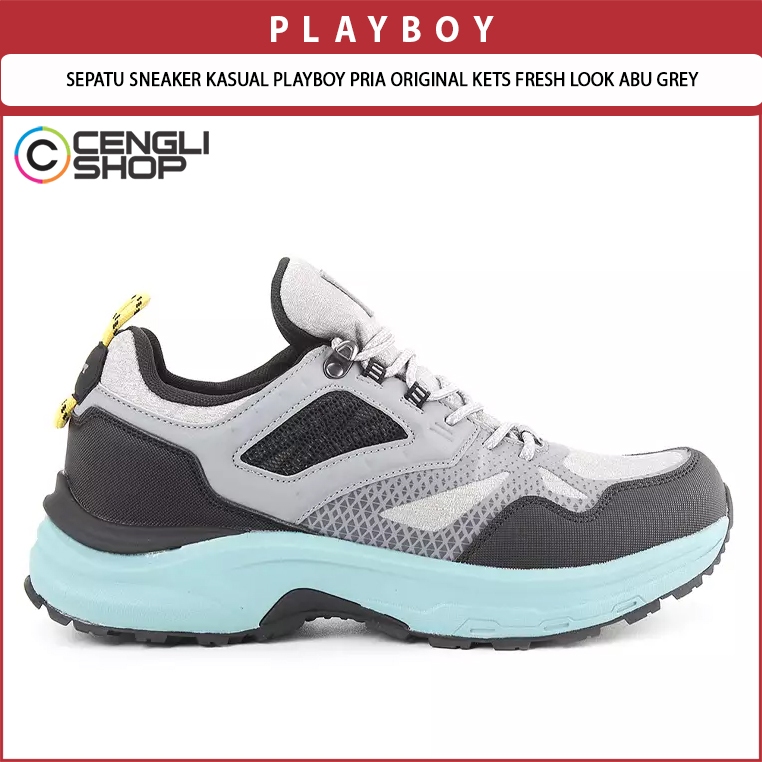 SEPATU SNEAKER KASUAL PLAYBOY PRIA ORIGINAL KETS FRESH LOOK ABU GREY PL70